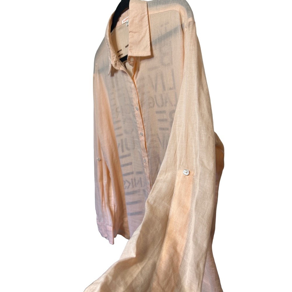 Sundry Inspirational Graphic Button Down Shirt Peach Pink Size 3/L‎ Beach Boho - Picture 3 of 7